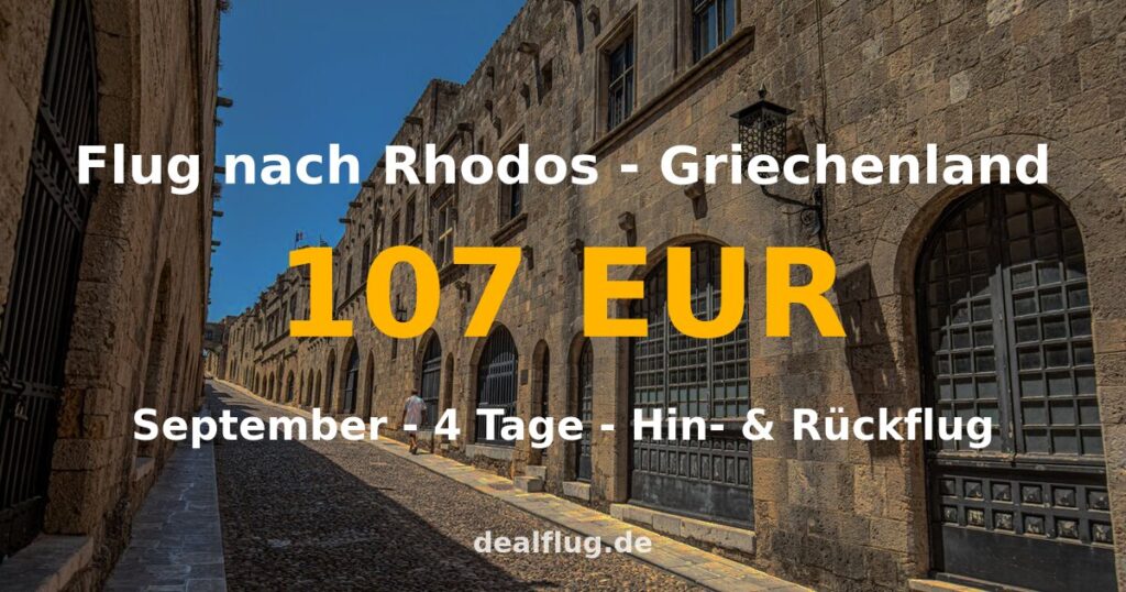 Flug nach Rhodos ab 107 € — Hin & Rückflug im September